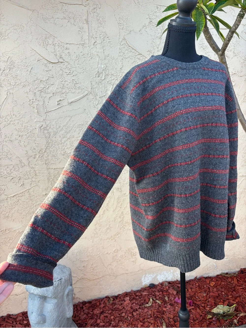 Vintage 90s J. Crew Lambswool Striped Crewneck Sweater